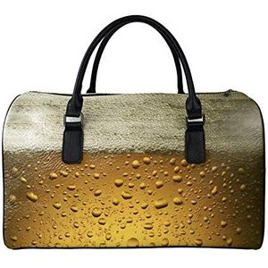 SEANATIVE Grote Capaciteit Reizen Duffle Bag Voor Vrouwen Mens Lederen Weekender Tassen Overnachting Duffle Bag Bagage, Oranje Bier
