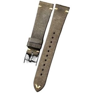 LUGEMA Handgemaakte Frosted Lederen Horlogeband 18 19 20mm Retro Eerste Laag Koeienhuid Zachte Armband Geschikt Compatibel Met Antieke Horlogebandjes (Color : Gray, Size : 20mm)