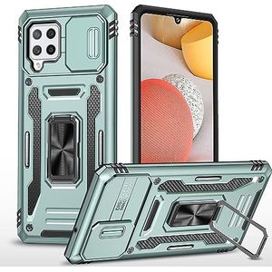 Case Cover, Compatibel met Samsung Galaxy A42 5G/M42 5G Case met Slide Camera Cover, Robuuste Full-Body Protection, Metal Ring Kickstand Militaire Grade Shockproof Beschermhoes (Color : Light Green)