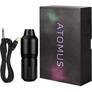 ATOMUS Roterende tattoo pen machine motor tattoo machine cartridge korte pen met RCA clip koord aluminiumlegering frame 9000R/M tattoo liner shader permanente make-up pen zwart