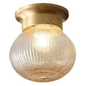 LONGDU Mid-Century Frosted Brass plafondlamp met ronde bol Kleine glazen kap Plafondlamp Inbouw plafondlamp for slaapkamer Trap Hotel Woonkamer keuken Hal(Size:15x15cm(6x6inch))