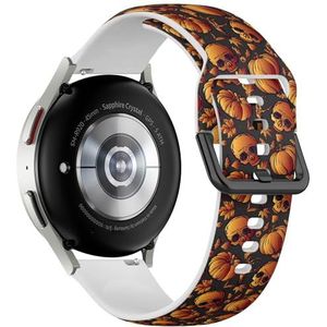 Sportieve zachte band compatibel met Samsung Galaxy Watch 6 / Classic, Galaxy Watch 5 / PRO, Galaxy Watch 4 Classic (Halloween Skull Leaves) siliconen armband accessoire