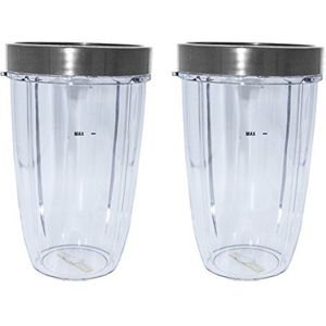 Blendin Vervangingsonderdelen, alleen compatibel met Nutribullet 600 en 900 Watt Blender Juicer (2 lange potten en 2 Lip Rings)