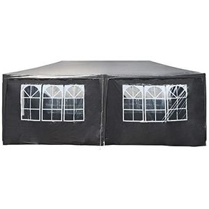 Toboli paviljoen 3 x 6 m in grijs met UV-bescherming 50+, tuinhuisje met oprolbare zijkanten, partytent met ramen voor bijvoorbeeld het terras en festivals