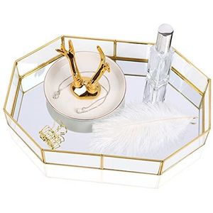 goud vintage Spiegeldienblad Bootoow Scandinavische stijl Parfum Dienblad spiegelend metaal decoratief dienblad