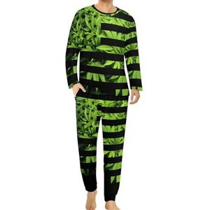 American Weeds Vlag Herenpyjama, loungewear, lange mouwen, top en onderkant, 2-delige nachtkleding