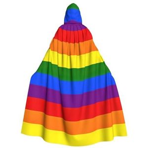 Womens Mens volledige lengte carnaval cape met capuchon cosplay kostuums mantel, 185 cm regenboog