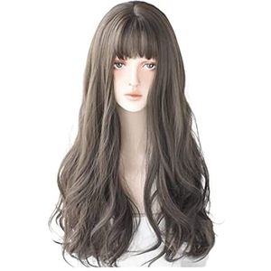 Pruiken Long Wavy Wigs For Women Synthetic Heat Resistant Fiber Wig Sweet Girl Wig Pruiken Dames (Color : E, Size : 26in)