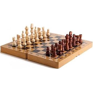 Schaakspel Bordspellen 13,3 Inch Houten Schaak- En Damset, Houten Reisschaakspel Set Draagbaar Schaakspel Games voor Volwassenen