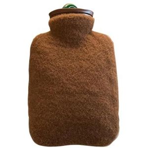 Warmwaterkruik met deksel, 800 ml warmwaterzak voor warm en koud kompres, handvoetwarmer voor winter-bruin