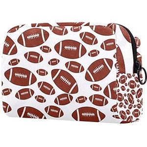 Bruin en Wit Voetbal Reizen Make-up Tas Grote Cosmetische Tas Make-up Case Organizer Rits Pouch voor Vrouwen Meisjes