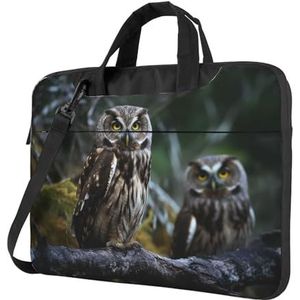 Wild Owl Birds Laptoptas voor Vrouwen Mannen 15,6 inch Computer Sleeve Zakelijke Reizen Aktetas Messenger Bag, Zwart, 13 inch