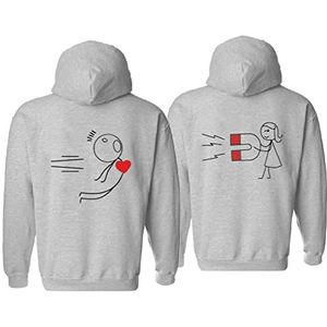 Hoodie for Couple Sweatshirt King Queen Paar Pullover Voor Koppel Partner Look Sweater Grappig Valentijnscadeau 1 Stuk (Grey-Man-M)