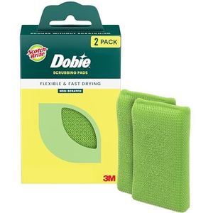 Scotch-Brite Blooms Dobie schrobberpad, niet-kras keukenspons voor het reinigen van vaat, apparaten en badkamers, bladgroene afwasspons die snel droogt, 2 stuks