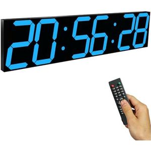 27,5"" inch digitale wandklok, extra grote LED-gedempte digitale klok met automatische dimmer, wandmontage enorme countdown-timer led-display met afstandsbediening, 6 cijfers, datum en temperatuur (Si