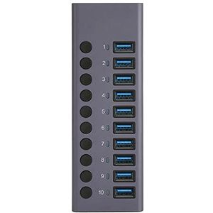 Powered USB Hub, 10 High Security Poorten 5 Gbps Transmissie USB 3.0 Hub voor Laptop (EU-stekker)