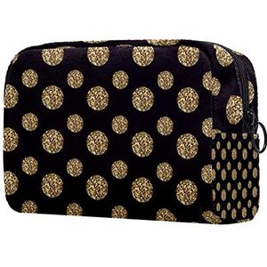 Polka Dots zwart goud print reizen cosmetische tas voor vrouwen en meisjes, kleine make-up tas rits zakje toilettas organizer, Meerkleurig, 18.5x7.5x13cm/7.3x3x5.1in, Modieus