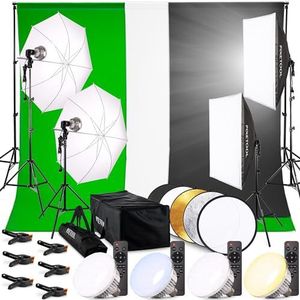 Pixetool Green Screen 3x3M - Achtergrondsysteem 2,6x3M - Fotostudio Set