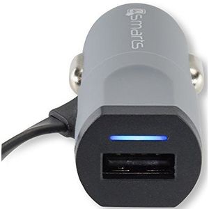 4smarts 12V auto-adapter MultiCord, USB-B micro male, Apple Lightning 8-Pin, 2400 mAh, Integrated micro USB charging cable, Grijs