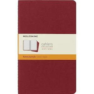 Moleskine Cahier Pocket Ruled Red Cover L. 3er Pack