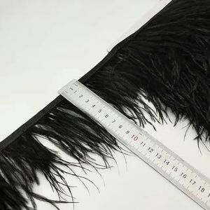 Groothandel 10 meter natuurlijke struisvogelveren lint, lengte 8-10 cm verenversiering franje DIY kostuums naaien kledingaccessoires-zwart-10 meter