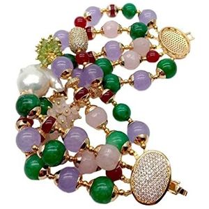 Armbanden 8'' 5 Rwos Zoetwater Keshi Parel Multi Color Ronde Facet Handgemaakte Strandarmband for dames (Color : Jade)