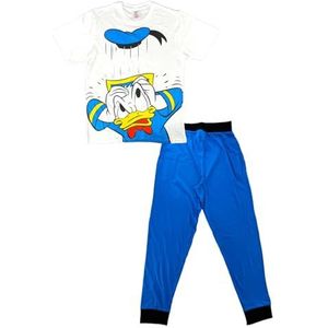 Donald Duck Pyjama Karakter Nachtkleding Korte Mouwen Top & Broekje, Maat Small - X-Large, Donald Duck Blauw, M