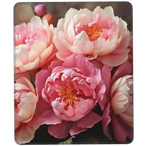 Vierkante muismat pioenroos bloemen bloesem muismat met antislip rubberen basis aangepaste computer muismatten voor draadloze muizen laptop kantoor bureau accessoires gaming muismat 10 x 12 inch