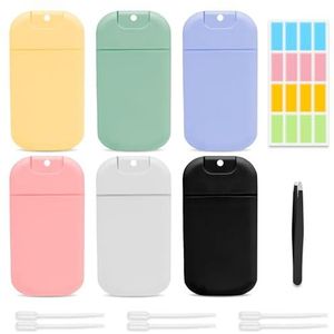 PYSEOSISE Cards Nevelflessen Klein, 6 Stuks Herbruikbare Mini Fine Mist Nevelfles, 30ml Parfumverstuiver met Druppelaar Pincet voor Parfum Lichaamsverzorging Vloeibare Cosmetica