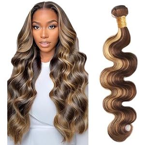 Lakaisa Body Wave Human Hair Bundles Blonde 100% Unprocessed Brazilian Remy Hair P427 Highlight Real Hair Extensions Sew in Hair 1 Bundle No Smell for Woman 14 Inch