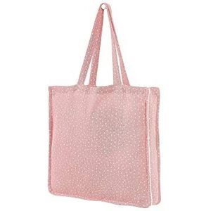 KraftKids draagtas in moderne kleuren en motieven, shopper duurzaam voor meisjes, jongens en volwassenen, stof van 100% katoen Mosselin roze stippen
