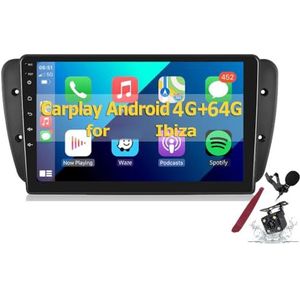 Android 15 Autoradio voor S-eat Ibiza (2009-2013) 9 inch 2K Touchscreen 2000 * 1200 Android Head Unit Multimedia Speler met Carplay GPS Navi BT 5G WiFi DSP SWC,Y3