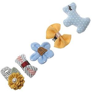 5 STKS Meisje Hoofd Ornament Handmake Doek Vijf-delige Pak Baby Boog Meisjes Haarspelden Cartoon Dier Haarspeld Mini Haarspeld(3)