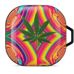 Marihuanablad Oordopjes Hoesje Compatibel met Samsung Hard Shell Beschermhoes Zwart-Stijl