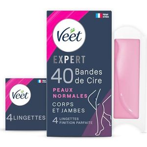 Veet Expert 40 Waxstrips voor lichaam en benen – normale huid – perfecte afwerking – langdurige ontharing