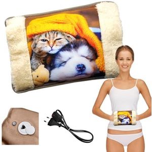 Powersell - Elektrische Warmwaterkruik | Zacht Pluche | Verlicht Spanning | Langdurige Warmte Tot 5 Uur | Hand- en Voetwarmer | Oplaadbaar | Max. Temp. 75°C, Pluche Dier