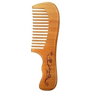 Natuurlijke perzikhouten kam antistatische haarkammen met brede tanden hoofdmassage haarverzorging kam ontwarren draagbaar (maat: F800)