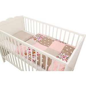 ULLENBOOM ® baby beddengoed - 2-delige set voor baby's l kussen 35x40 cm en dekbedovertrek voor ledikantjes 80x80 cm I zand eekhoorntjes