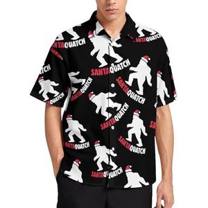 Grappige kerstman Bigfoot Sasquatch zomer herenoverhemden casual korte mouwen button down blouse strand top met zak XS