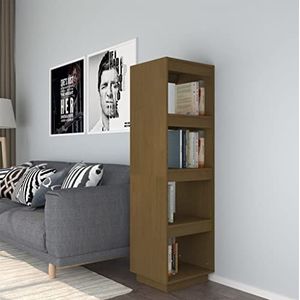 AUUIJKJF Boekenkast/kamerverdeler honingbruin 40x35x135 cm massief grenenhout meubels