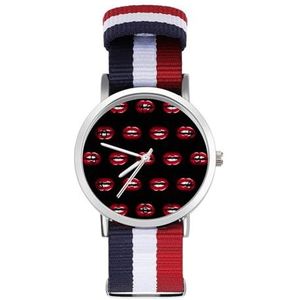 Rode Lippen Casual Heren Horloges Voor Vrouwen Mode Grafische Horloge Outdoor Werk Gym Gift