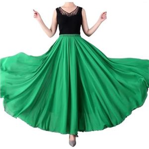 Flamencorok for vrouwen 180/360/540/720 graden volle cirkel swingrok Spaanse danskostuum Volwassen vloeiende geplooide gelaagde rok for optredens Halloweenfeest Rode krijt thema-outfit(Yellow_720)