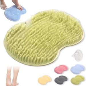 Rufenpurify Siliconen douchevoetschrobbermat, Solespa handsfree siliconen voetschrobbermat, Shopellox voetschrobbers met antislip zuignappen en afvoergaten, gemakkelijk schoon te maken (1 stuk groen)