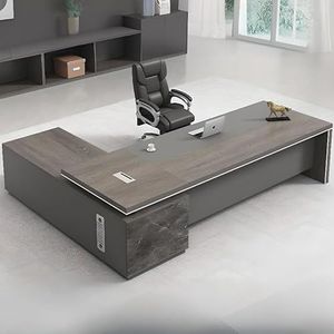 Scrivania per computer direzionale a L, moderno tavolo da ufficio grande per la casa con cassetti e gestione dei cavi, senza sedie, 94,5"" L x 63"" P 29,5"" H