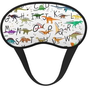 Stijlvolle leren alfabetten met dinosaurussen print, zacht wasbaar comfort oogmasker voor slapen reizen thuis hotel vliegtuig camping