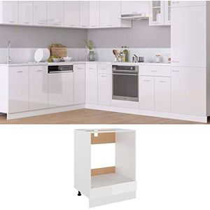 Rantry Meubilair Keukenkast, ingerichte keukenkast, keukeneenheden, moderne keukenuitrusting, keukengerei basis, glanzend wit, 60 x 46 x 81 cm