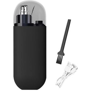 Draagbare neushaartrimmer, met borstel Elektrische Cleanlook neushaartrimmer, 360 ° vastleggen van neushaar, oplaadbare neushaartrimmer for mannen en vrouwen(Color:Black)