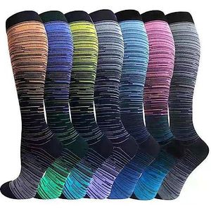 Gcbiger - Compressiekousen - Veelkleurig - 7 Paar - 15-20 mmHg - Ondersteuning voor Atletiek en Medisch