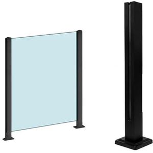 Glazen Balustrade Zwart glazen relingpaal, glazen balustrade paalkolom voor balustrade balkondektrappen, kan geen leuningversie toevoegen en aanpasbare hoogte (Color : End Post, Size : H85CM/33.5inc