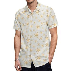 Leuke zomer zon heren Hawaiiaanse shirts korte mouw casual shirt button down vakantie strand shirts L